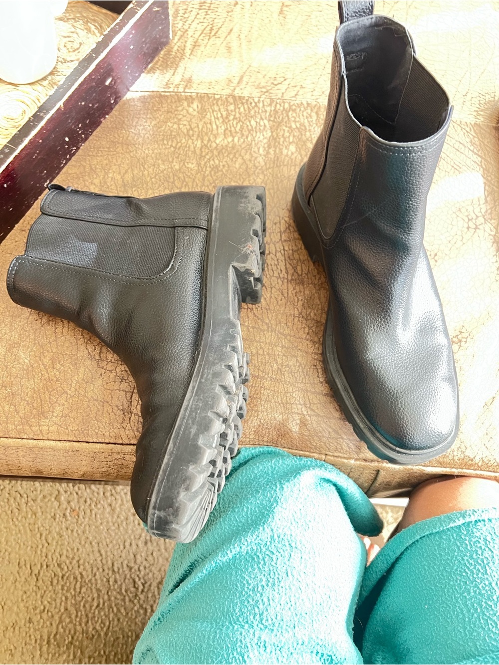 Kenneth Cole Reaction Black Combat Moto Boots